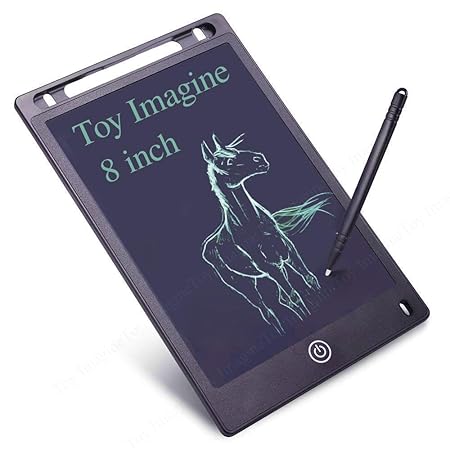 8-inch electronic writing pad with a horse drawing on the screen and a stylus.
