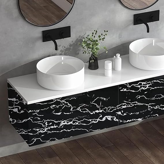 Black Marble Wallpaper Peel and Stick Waterproof (60X200)