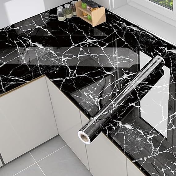 Black Marble Wallpaper Peel and Stick Waterproof (60X200)