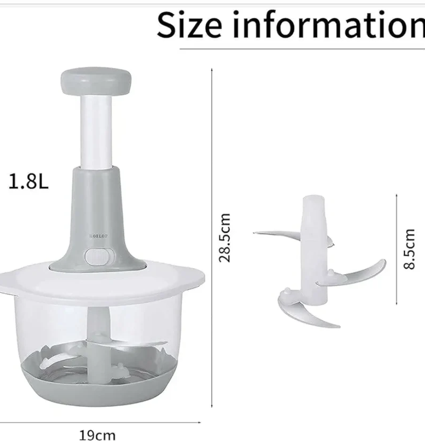 Hand Press Food Vegetable Chopper 1.5L