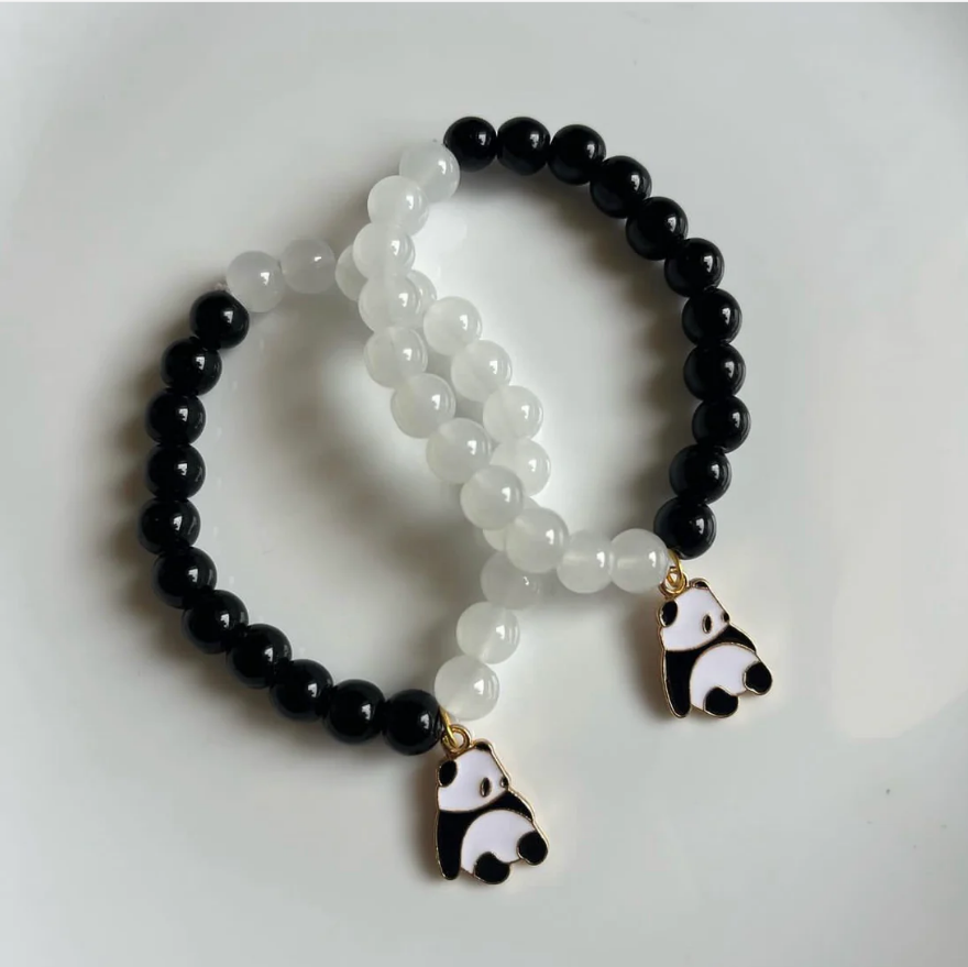 Cute Panda Charm Couple Bracelet White and Black Color