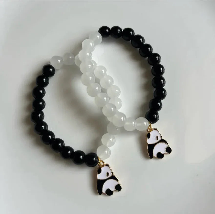 Cute Panda Charm Couple Bracelet White and Black Color - Eazzy Store