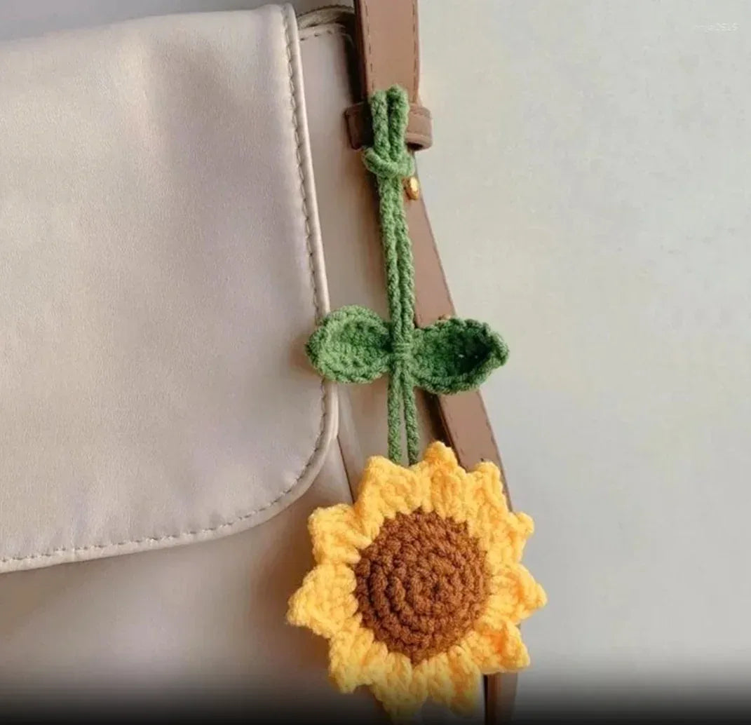Crochet Sunflower Charm Keychain - Eazzy Store