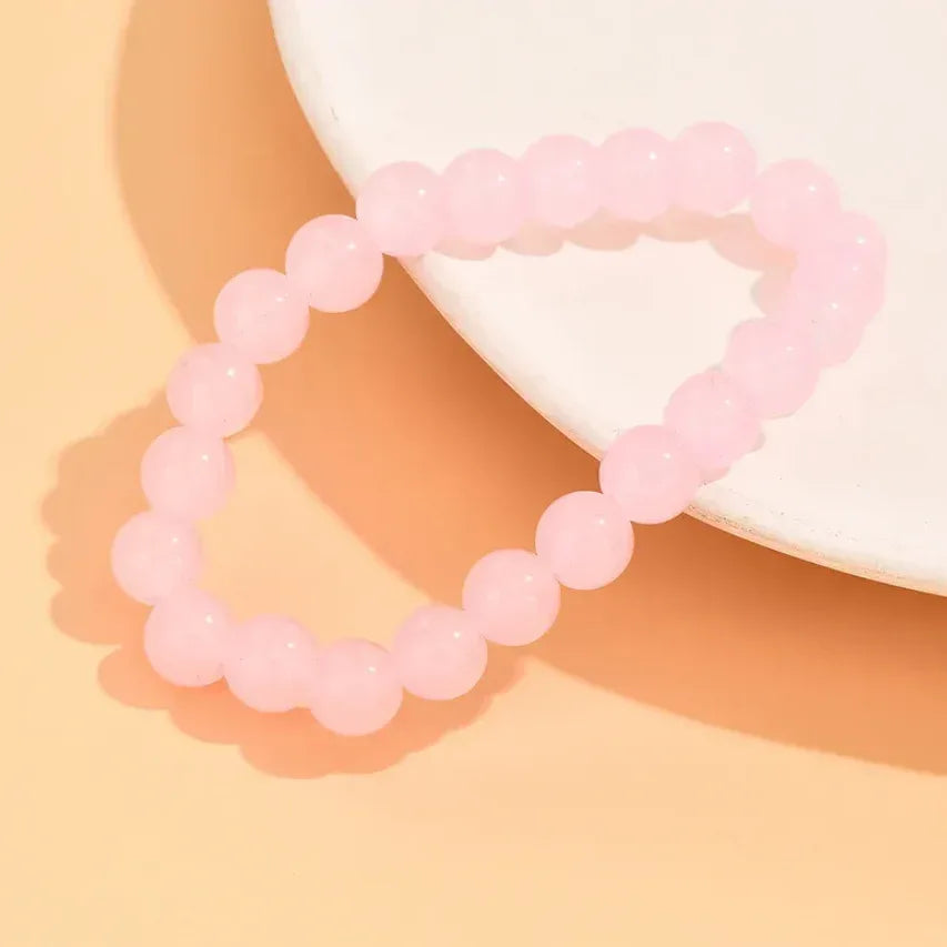 Simple Solid Color Glass Bead Bracelet Handmade Round Bead Bracelet Women's Jewelry - Eazzy Store