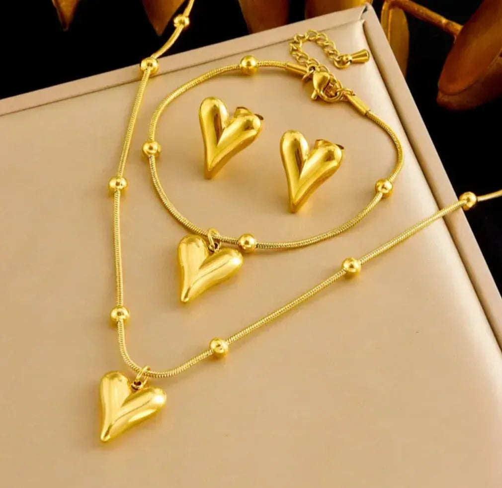 Stainless Steel Ball Chain and Heart Shape Combo Set - Eazzy Store