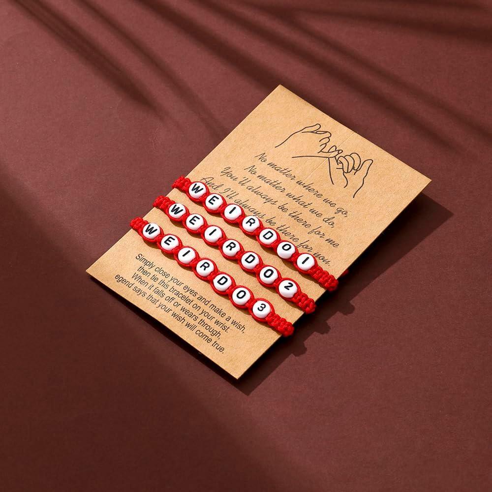 Weirdo BFF Friendship Bracelets for 3 Handmade Matching String Bracelets for Best Friends Couples Women Men - Eazzy Store