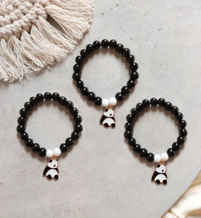 Pack of 3 - Panda Black and White Beads Bracelet - Eazzy Store