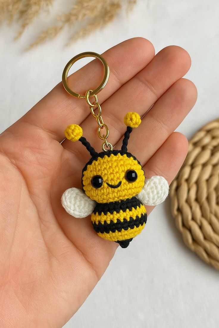 Handmade Crochet Bee Keychain β Cute, Colorful & Aesthetic Key Holder and Bag Charm