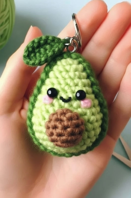 Handmade Crochet Avocado Keychain β Cute & Fun Key Holder and Bag Charm