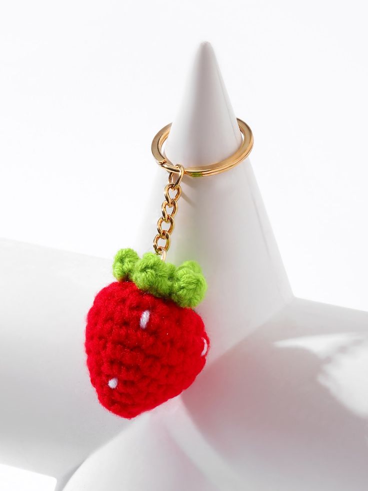 Handmade Crochet Strawberry Keychain β Cute & Colorful Key Holder and Bag Charm