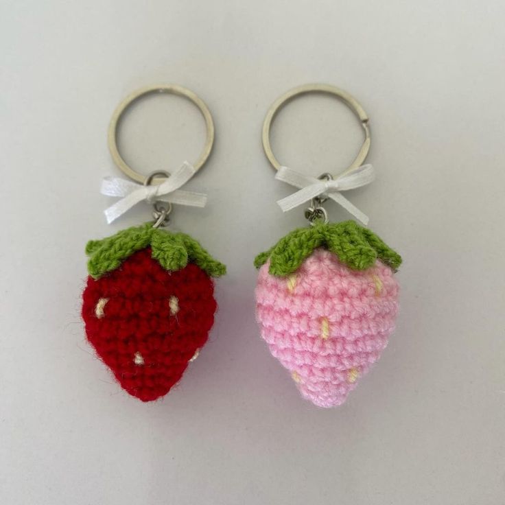 Handmade Crochet Strawberry Keychain β Cute & Colorful Key Holder and Bag Charm
