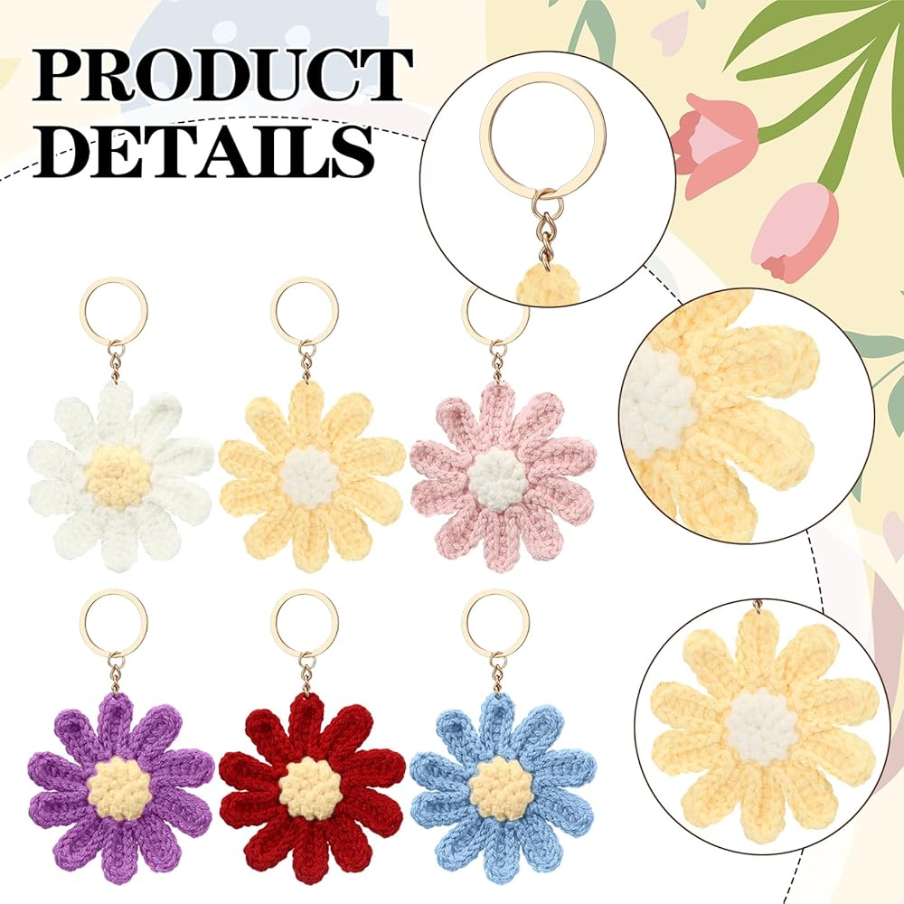 6 Pcs Cute Daisy Keychain