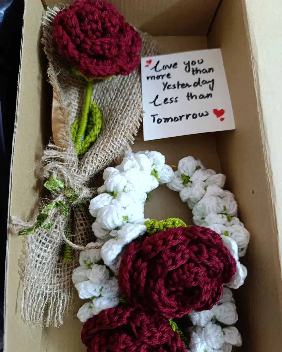 Handmade Crochet Gift Box – Rose & Gajray Set (Perfect for Special Occasions) - Eazzy Store