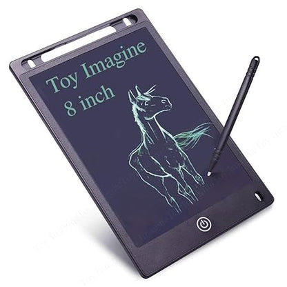 8-inch electronic writing pad with a horse drawing on the screen and a stylus.
