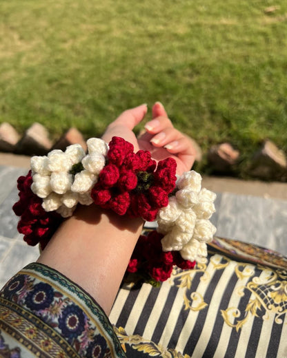 Handmade Crochet pair Gajray – Elegant Floral Hair & Hand Accessories