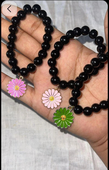 Beads Bracelet with Tulip Charms | Handmade Aesthetic Jewelry