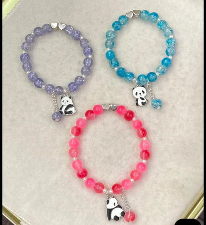 Beads Bracelet with Panda Charm or Necklace | Handmade Gift