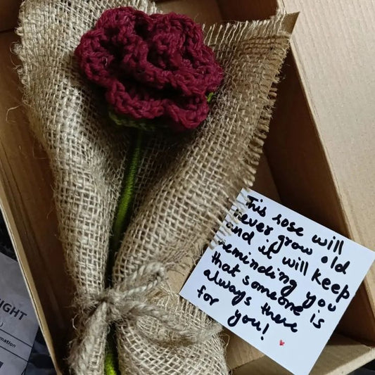 Handmade Crochet Gift Box – Rose & Gajray Set (Perfect for Special Occasions)