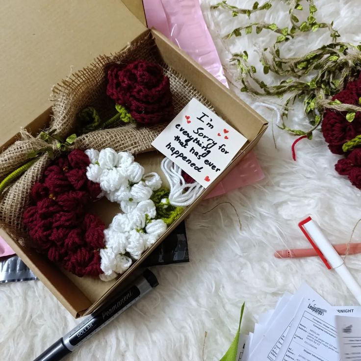 Handmade Crochet Gift Box – Rose & Gajray Set (Perfect for Special Occasions)