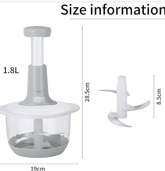 Hand Press Food Vegetable Chopper 1.5L - Eazzy Store