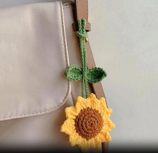 Crochet Sunflower Charm Keychain