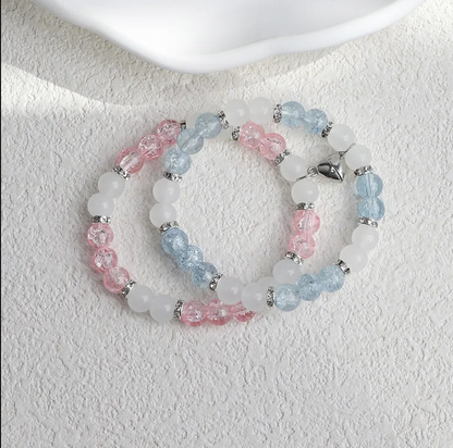 Flower Bead Heart-shaped Magnetic Buckle Couple Bracelet