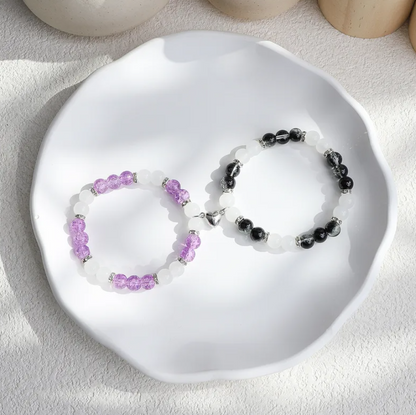 Flower Bead Heart-shaped Magnetic Buckle Couple Bracelet