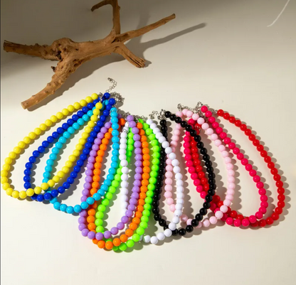 Acrylic Colorful Beaded Necklace Multifunctional Simple Durable Geometric Neutral Dark Accessories