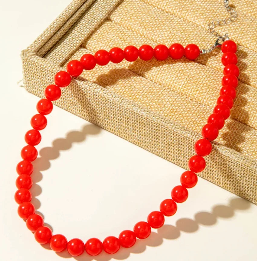 Acrylic Colorful Beaded Necklace Multifunctional Simple Durable Geometric Neutral Dark Accessories