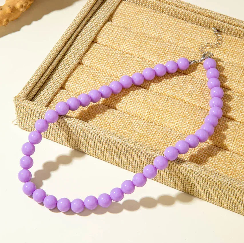 Acrylic Colorful Beaded Necklace Multifunctional Simple Durable Geometric Neutral Dark Accessories - Eazzy Store