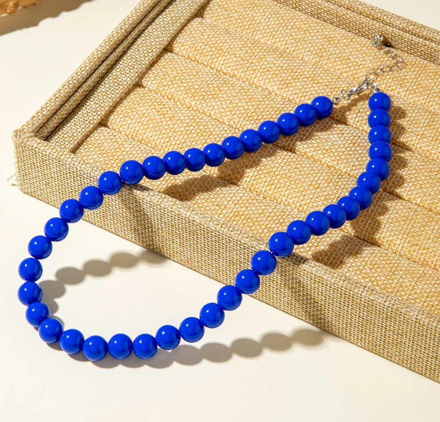 Acrylic Colorful Beaded Necklace Multifunctional Simple Durable Geometric Neutral Dark Accessories