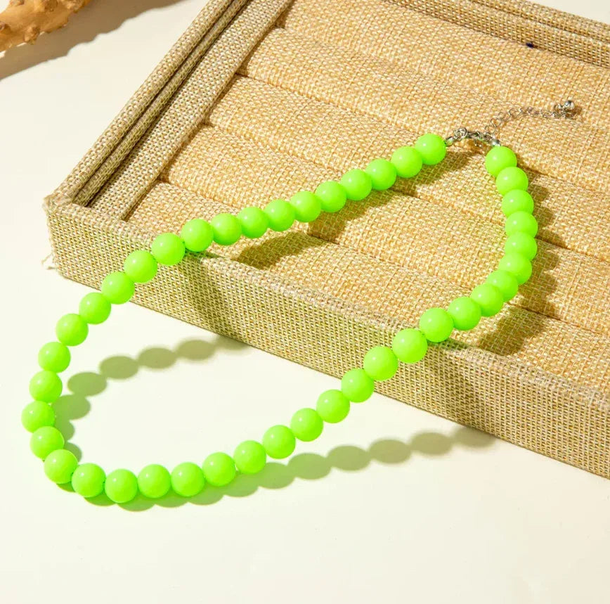 Acrylic Colorful Beaded Necklace Multifunctional Simple Durable Geometric Neutral Dark Accessories - Eazzy Store