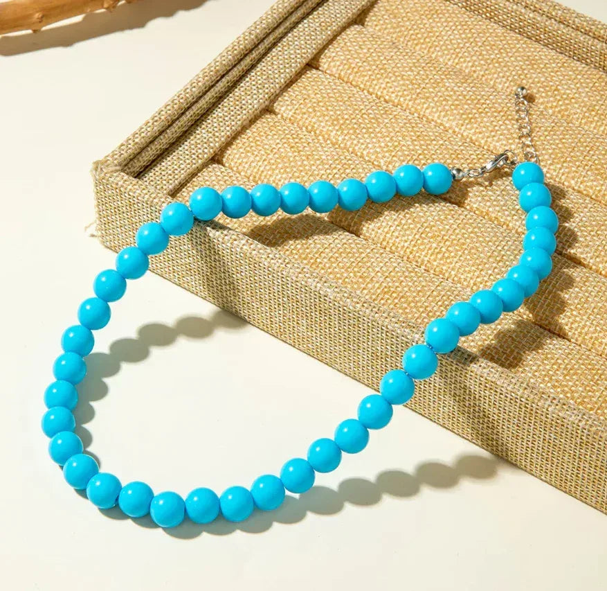 Acrylic Colorful Beaded Necklace Multifunctional Simple Durable Geometric Neutral Dark Accessories - Eazzy Store