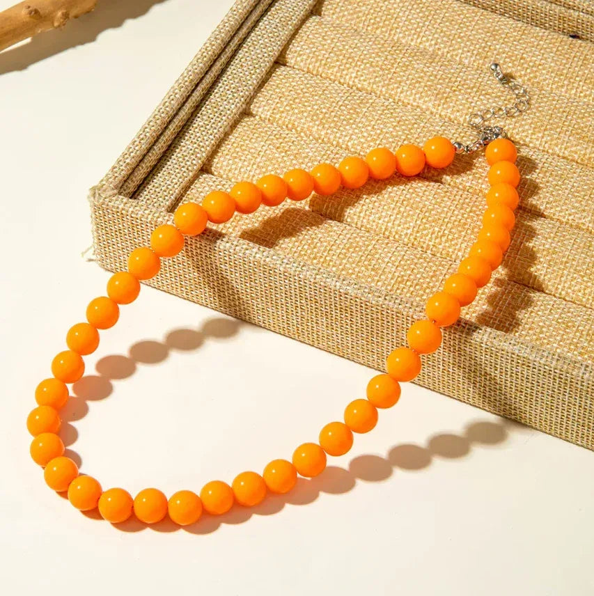 Acrylic Colorful Beaded Necklace Multifunctional Simple Durable Geometric Neutral Dark Accessories - Eazzy Store