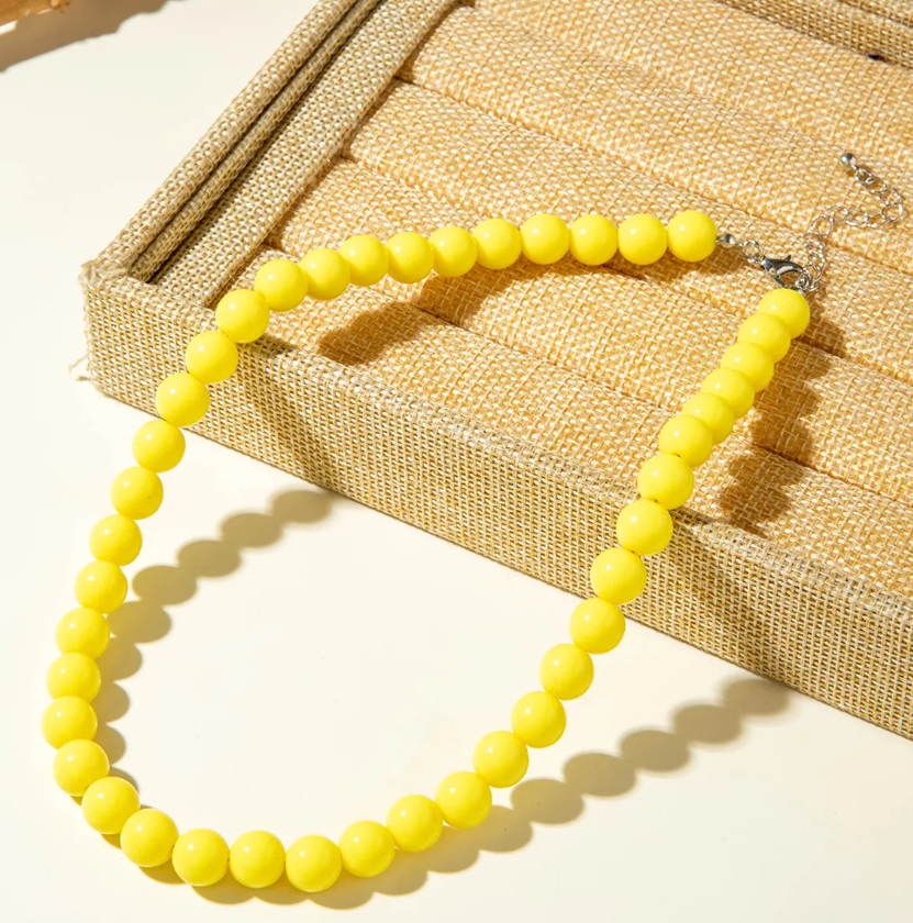 Acrylic Colorful Beaded Necklace Multifunctional Simple Durable Geometric Neutral Dark Accessories