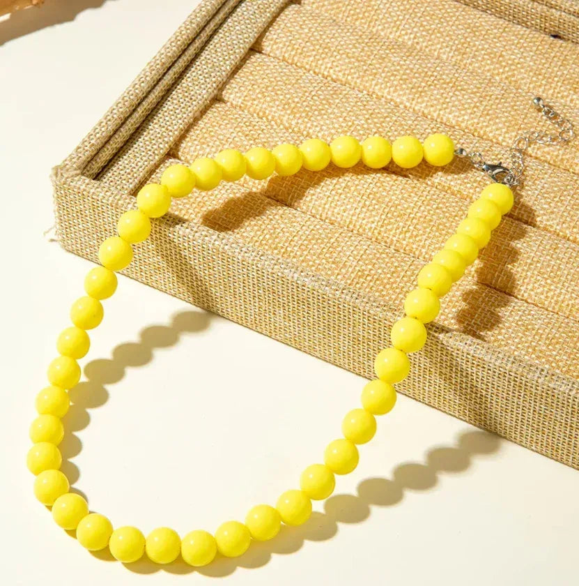 Acrylic Colorful Beaded Necklace Multifunctional Simple Durable Geometric Neutral Dark Accessories - Eazzy Store