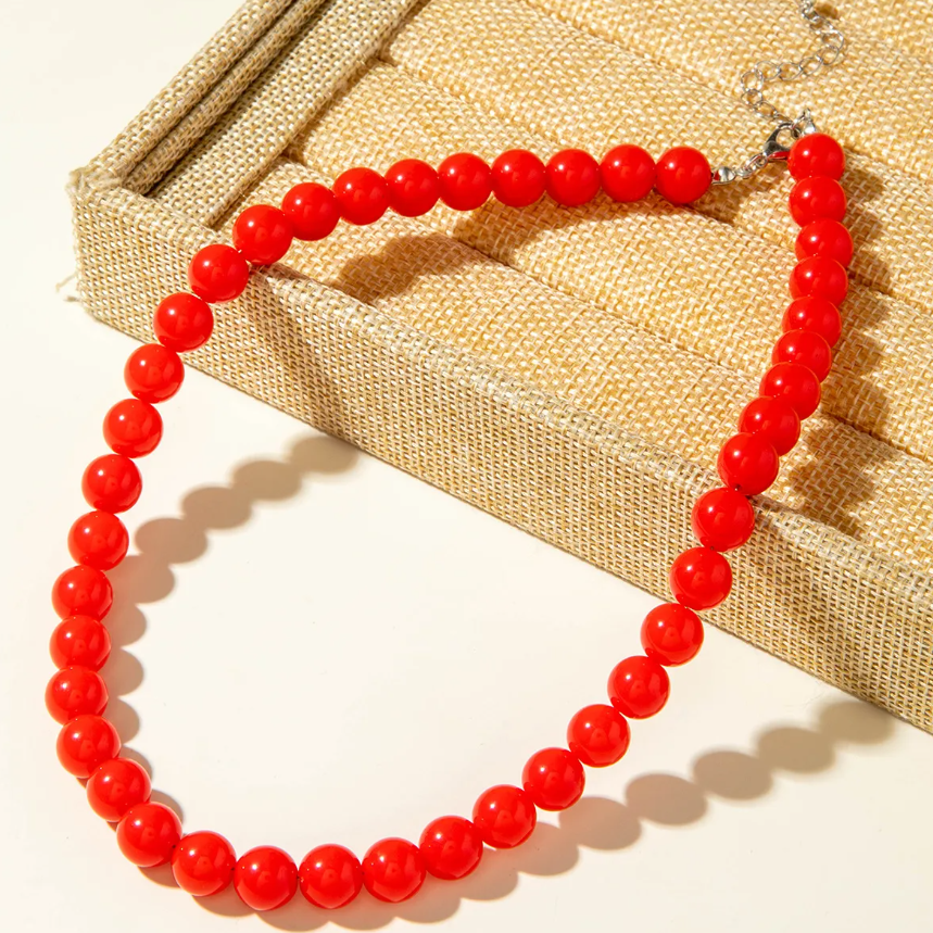 Acrylic Colorful Beaded Necklace Multifunctional Simple Durable Geometric Neutral Dark Accessories