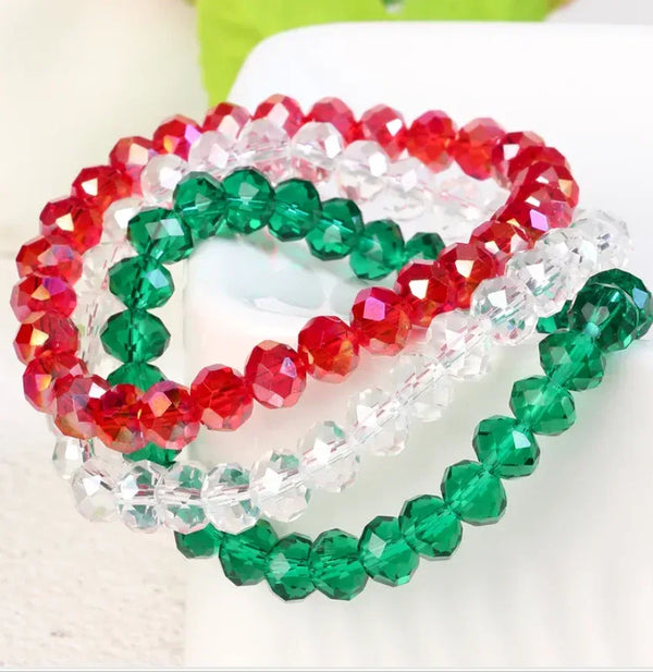 3-piece Set of Artificial Crystal Elastic Bracelets Transparent Bead Bracelets for Women - Eazzy Store