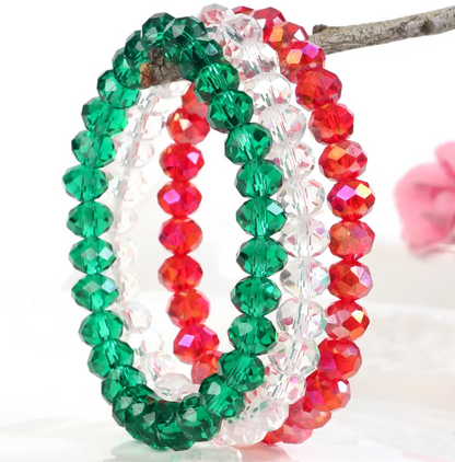 3-piece Set of Artificial Crystal Elastic Bracelets Transparent Bead Bracelets for Women