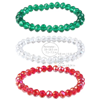 3-piece Set of Artificial Crystal Elastic Bracelets Transparent Bead Bracelets for Women