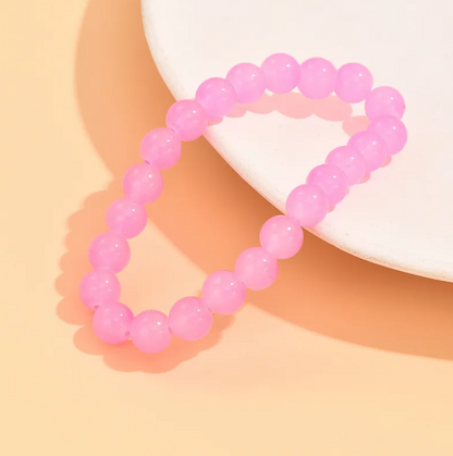 Simple Solid Color Glass Bead Bracelet Handmade Round Bead Bracelet Women's Jewelry