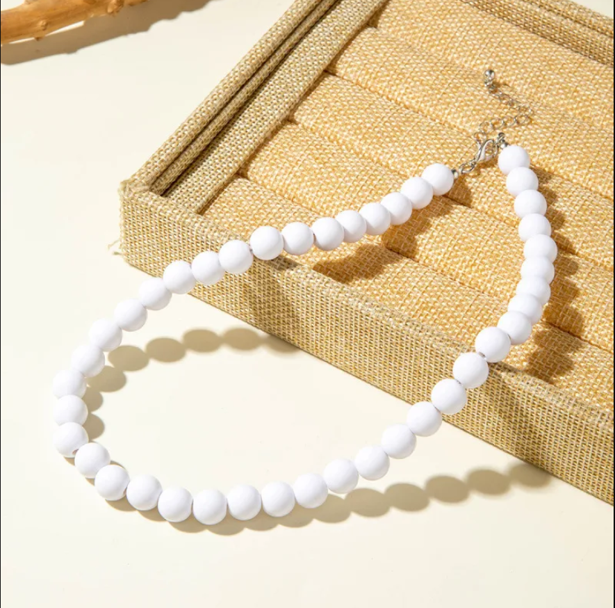 Acrylic Colorful Beaded Necklace Multifunctional Simple Durable Geometric Neutral Dark Accessories