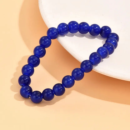 Simple Solid Color Glass Bead Bracelet Handmade Round Bead Bracelet Women's Jewelry