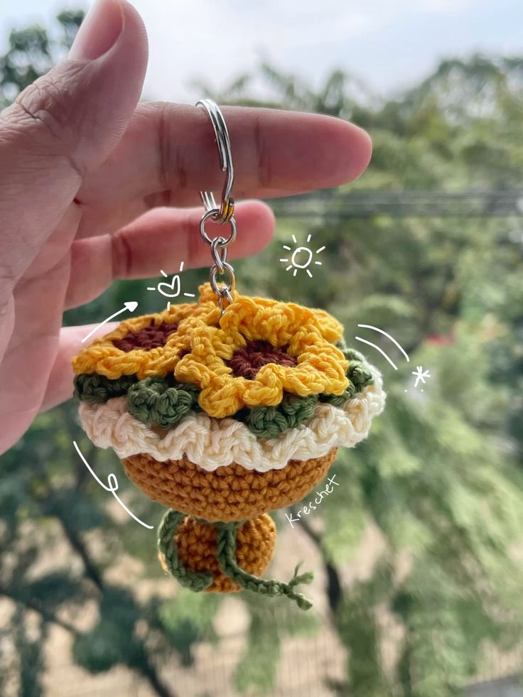 Mini Sunflower Bouquet keychain | Handmade Crochet keychains