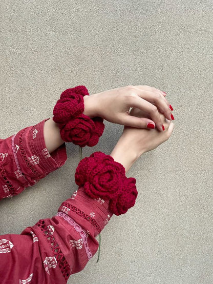 Handmade Crochet pair Gajray – Elegant Floral Hair & Hand Accessories
