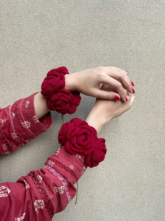 Handmade Crochet pair Gajray – Elegant Floral Hair & Hand Accessories
