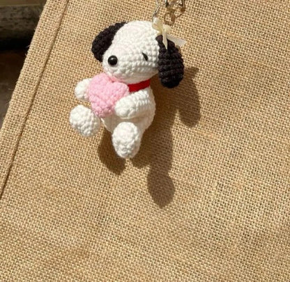 Handmade crochet Snoopy stuffed toy Keychain or Amigurumi
