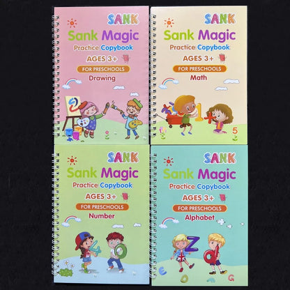 Sank Magic Practice Copybook Pen Preschools Kids 4-Pcs