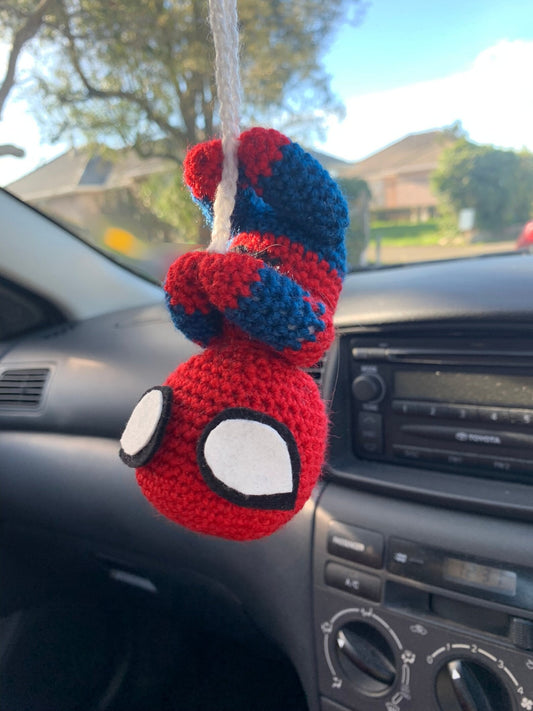 Hanging Spider Man Crochet Amigurumi for Car Mirror