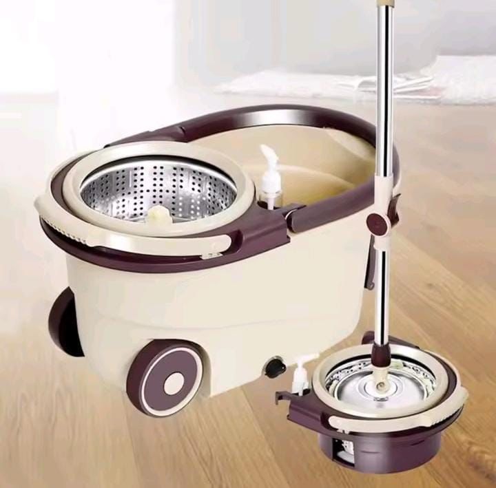 Rotary spin mop automatic dehydration with 2 Wheels